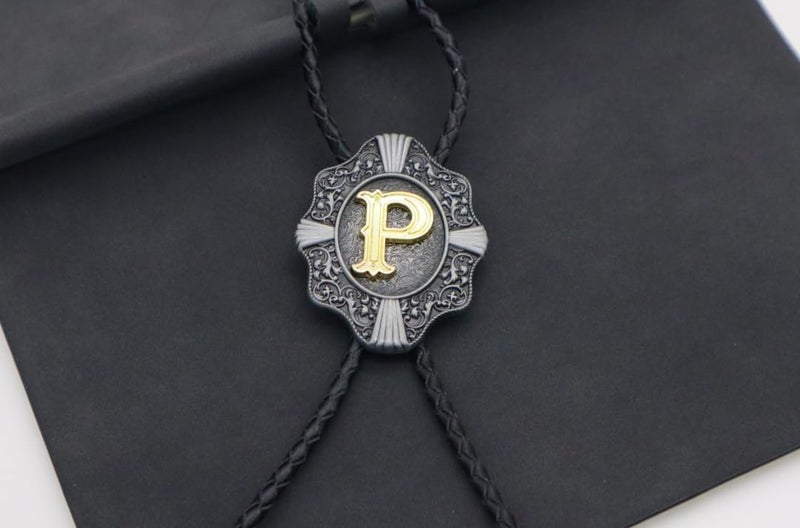 KECOL Western Letter Bolo Tie Cowboy Aalphabet A to Z Neckties Necklace for Men Women - Image 4